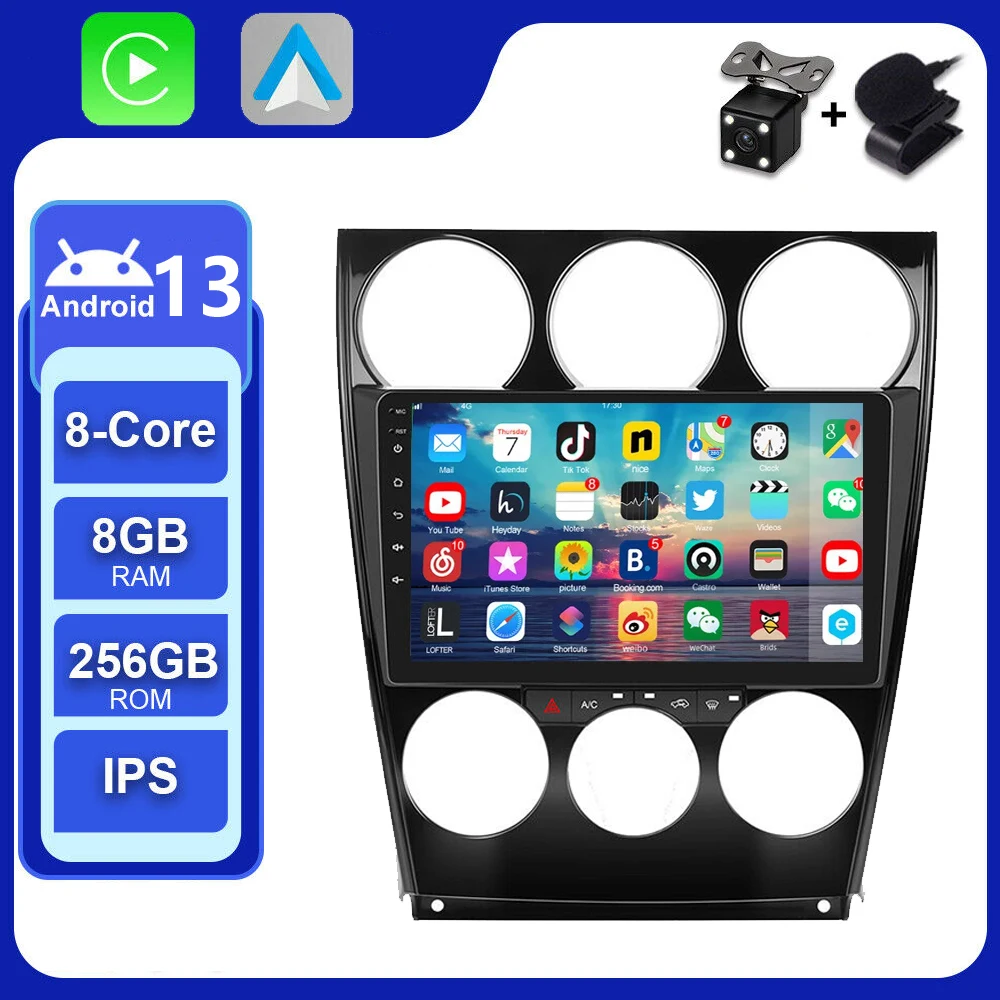 For Mazda 6 2002-2006 2007 2008 9 inch 2 din Android 13 Car Radio Multimedia Video Player GPS Navigation Carplay head unit DSP