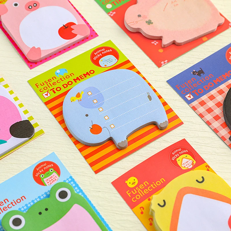 Cute Zoo Cartoon Sticky Notes, Nota Adesivos, Mensagem Adesivos, Material Estudante, Caderno, Escola, Papelaria de escritório