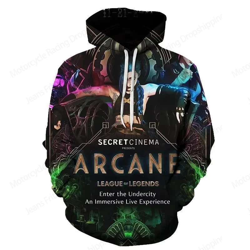 Game LoL Arcane Sweatshirt Cartoon Anime Arcane League Jinx 3d Print Hoodie Men Women Fashion Hoodies Women Sweats Women Clothes