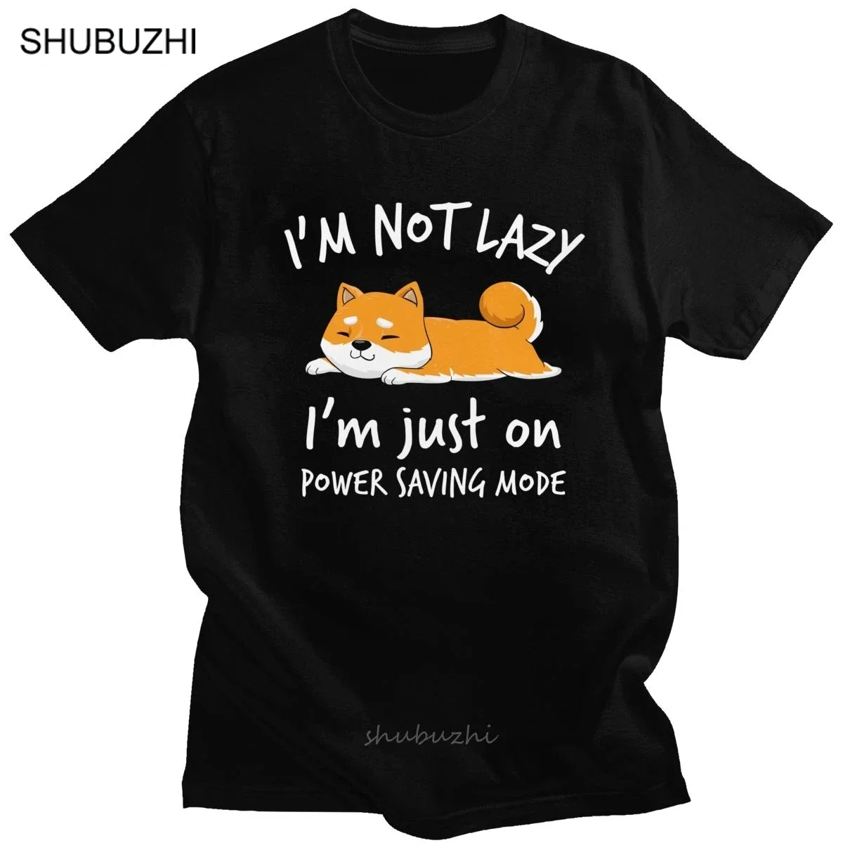 I'm Not Lazy Shiba Inu Mens T Shirts Soft Cotton Loafer Dog laziness Tees Round Collar Short Sleeved Fashion Tshirt Merch Gift