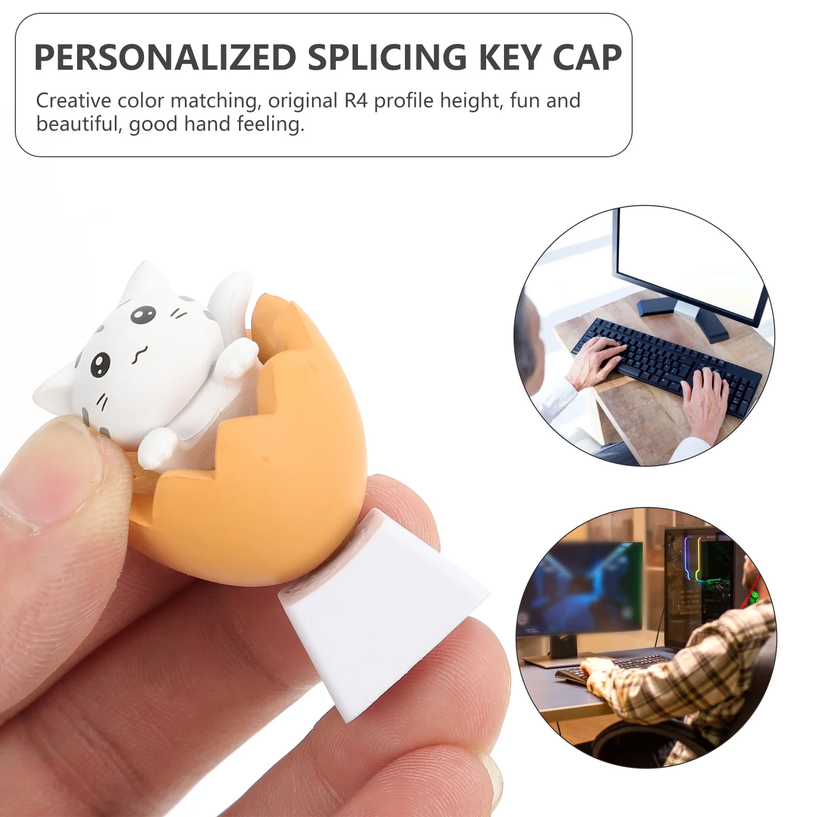 

Mechanical Keyboard Keycaps Cat Design R4 Profile Replacement Caps for Computer Ergonomic Comfortable Touch Lightweight Spliced