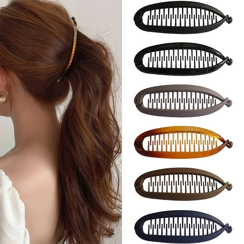 Horquilla mate en forma de pez para mujer, coleta, pinza para el pelo de plátano, pasadores, diadema torcida, accesorios para el cabello, 5 uds.