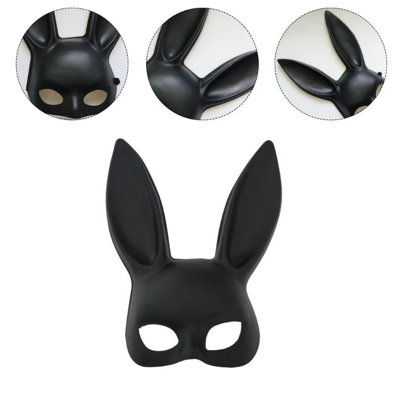 Blanc noir femmes fille Sexy lapin longues oreilles masque Halloween fête Cosplay