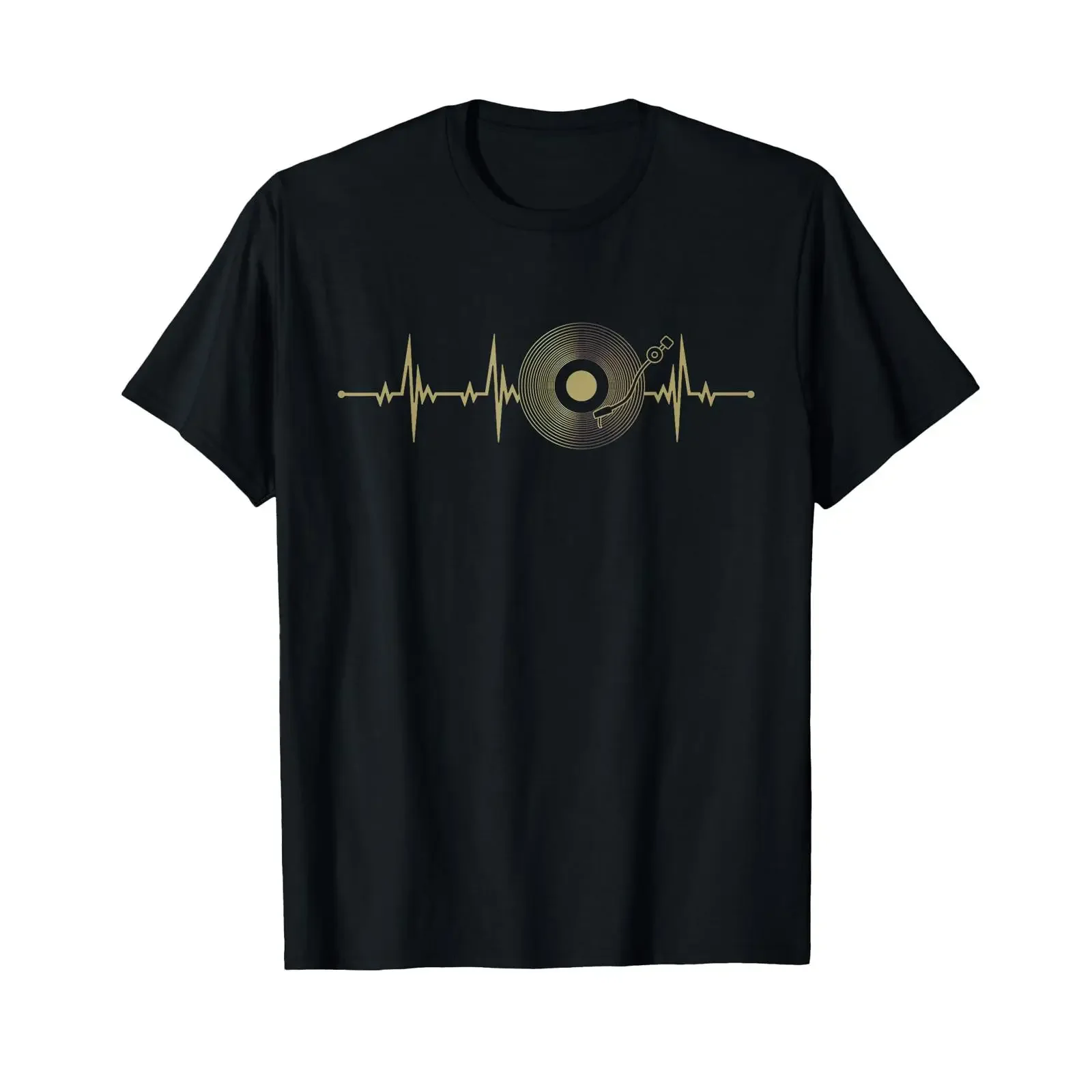 Vinyl Heartbeat T Shirt Record Music Pulse  vintage Washed Casual fashion Top For Everyday Wear Versatile Breathable Soft homme