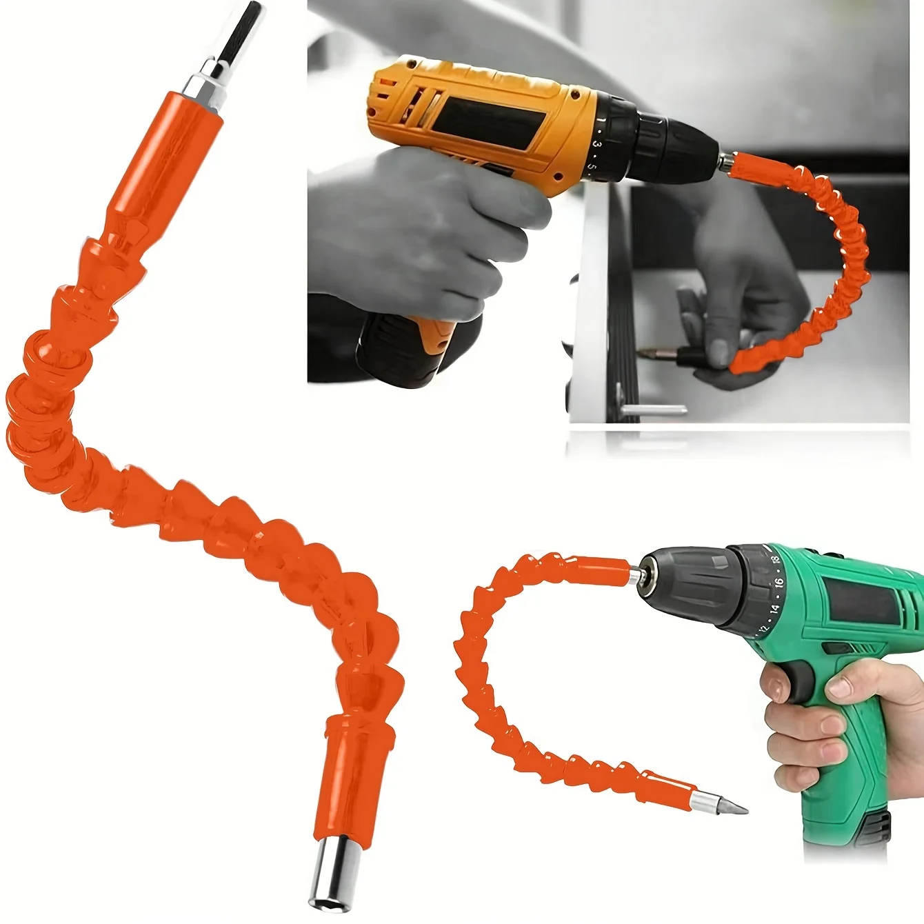 Orange Universal Flexible Shaft Bendable Drill Extension Rod Angle Screwdriver Bit Connector Power Tool Accessories