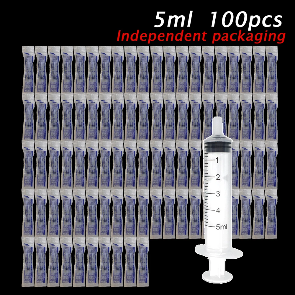 

5ml With OPP Plastic Injector Small Syringe For Lab Nutrient Measuring Glue Ink Cartridge Pet Feeder Tool 100Pcs Without needle