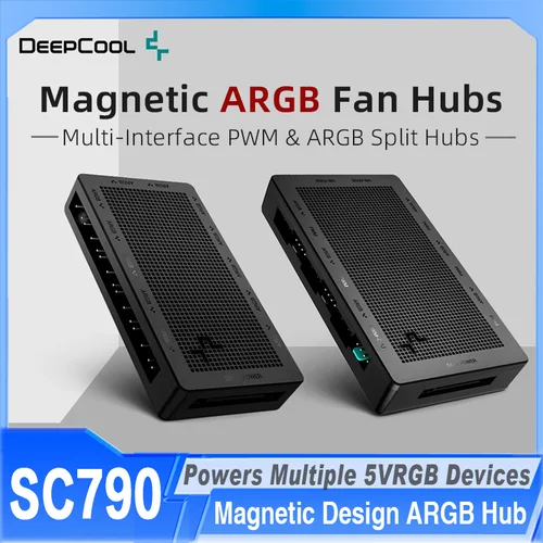 Imagen 1 del producto SC790 12V 4 pines interfaz de 6 grupos concentrador de succión magnética ventilador enfriador de computadora placa base PWM + ARGB Control de temperatura concentrador de velocidad