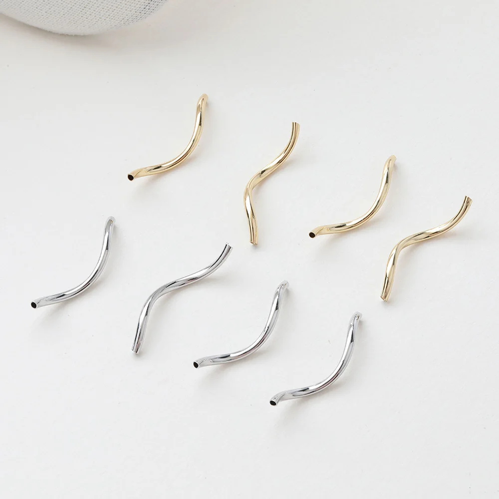 10PCS 14K Gold Plated Bending S Brass Tube DIY Bracelet Earrings Material Accessories Jewelry Making Supplies
