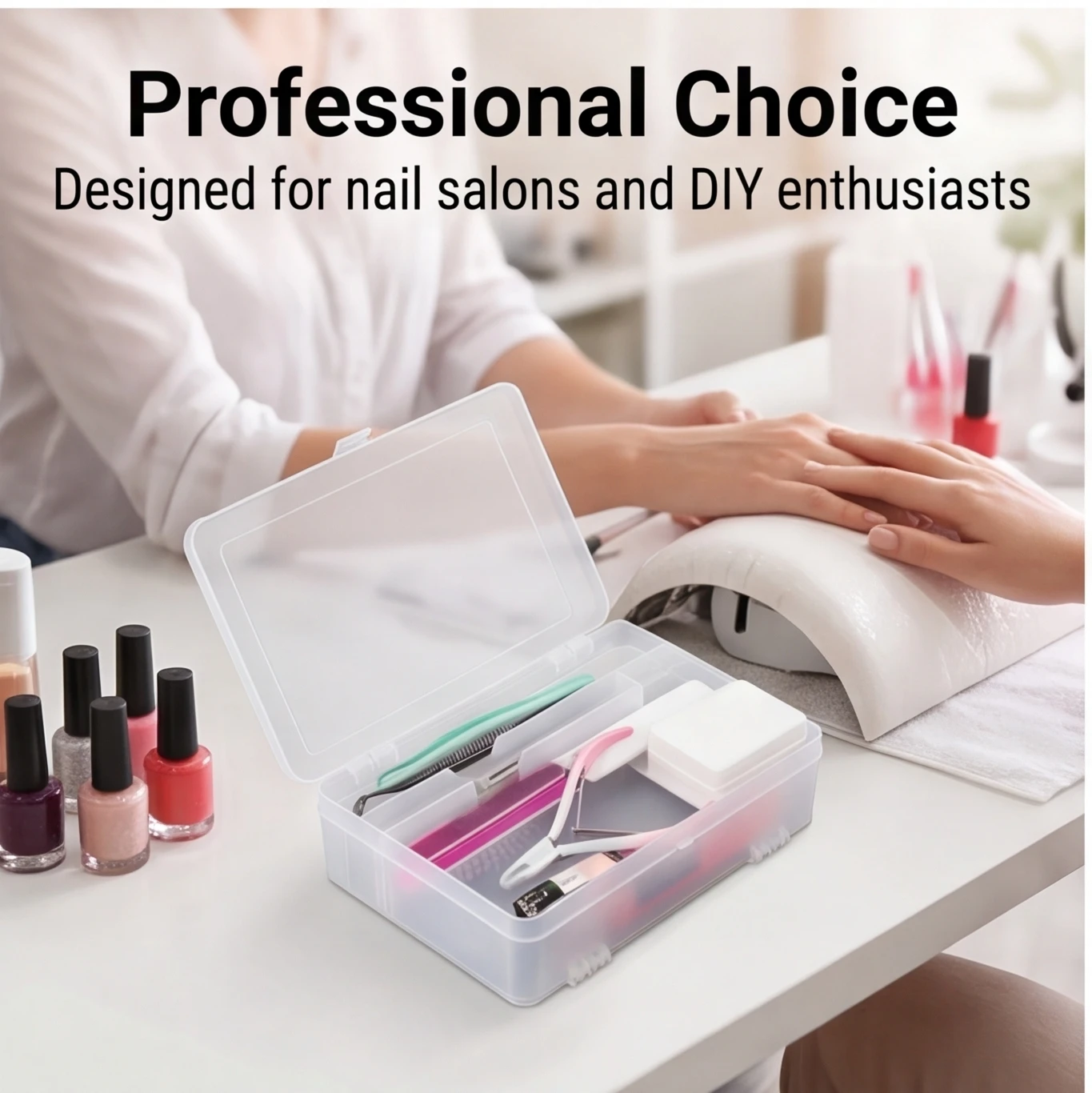 Dual-Open 2-Tier Super Capacity Pp Storage Box for Nail Tools Gel Polish Empty Nail Art Organizer Brush File Manicure Container view 5