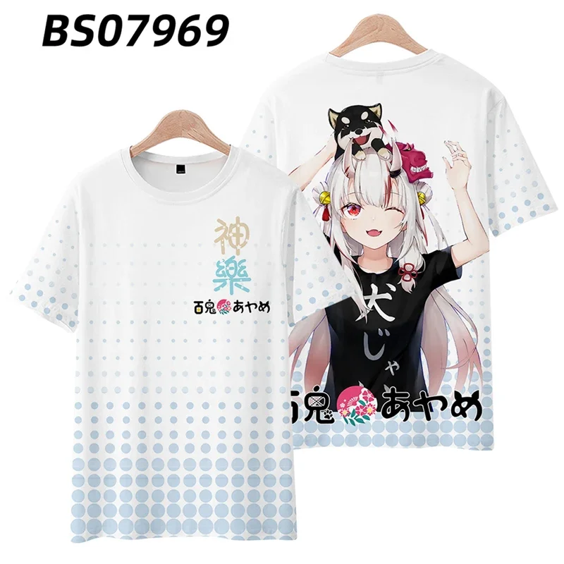 Hololive VTuber Nakiri Ayame Shirakami Fubuki 3D Print T-shirts Men Kids Short Sleeve Anime Harajuku Kids O-neck T-shirt 100-6XL