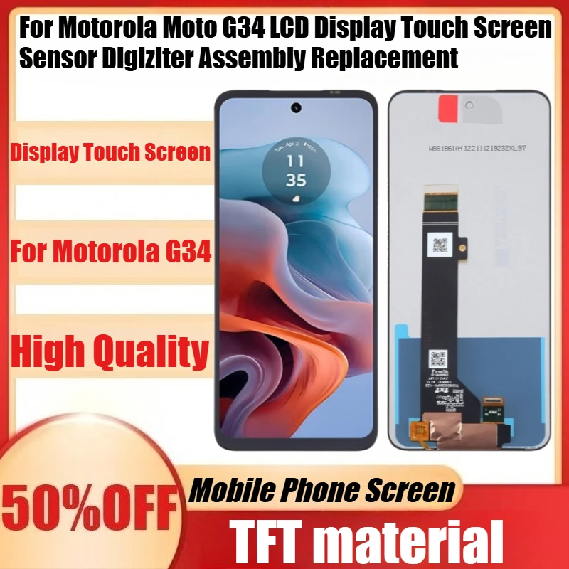 

New TFT For Motorola Moto G34 LCD Display Touch Screen Sensor Digiziter Assembly Replacement For Moto G34 Screen