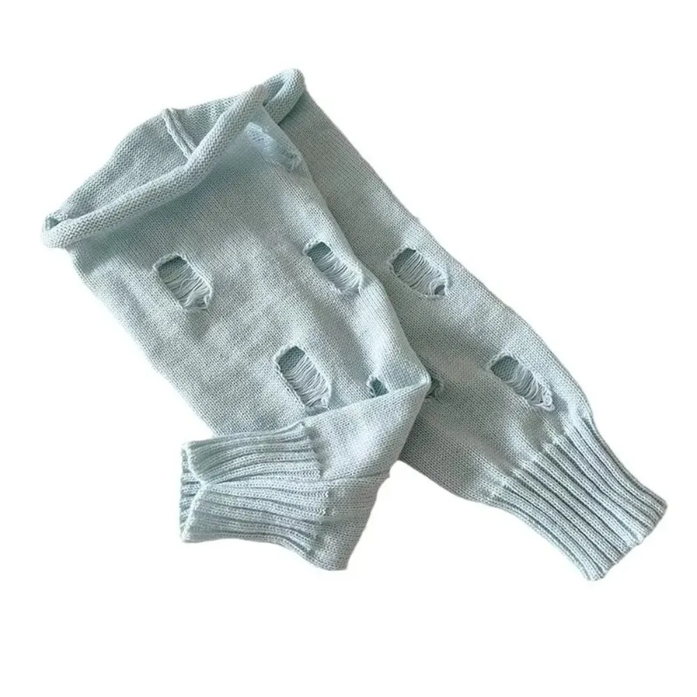 Distressed Knit Knit Leg Warmers Ripped Detail Stretch Knit Fabric Ripped Leg Warmers Long Length Flared Design Stacked Socks