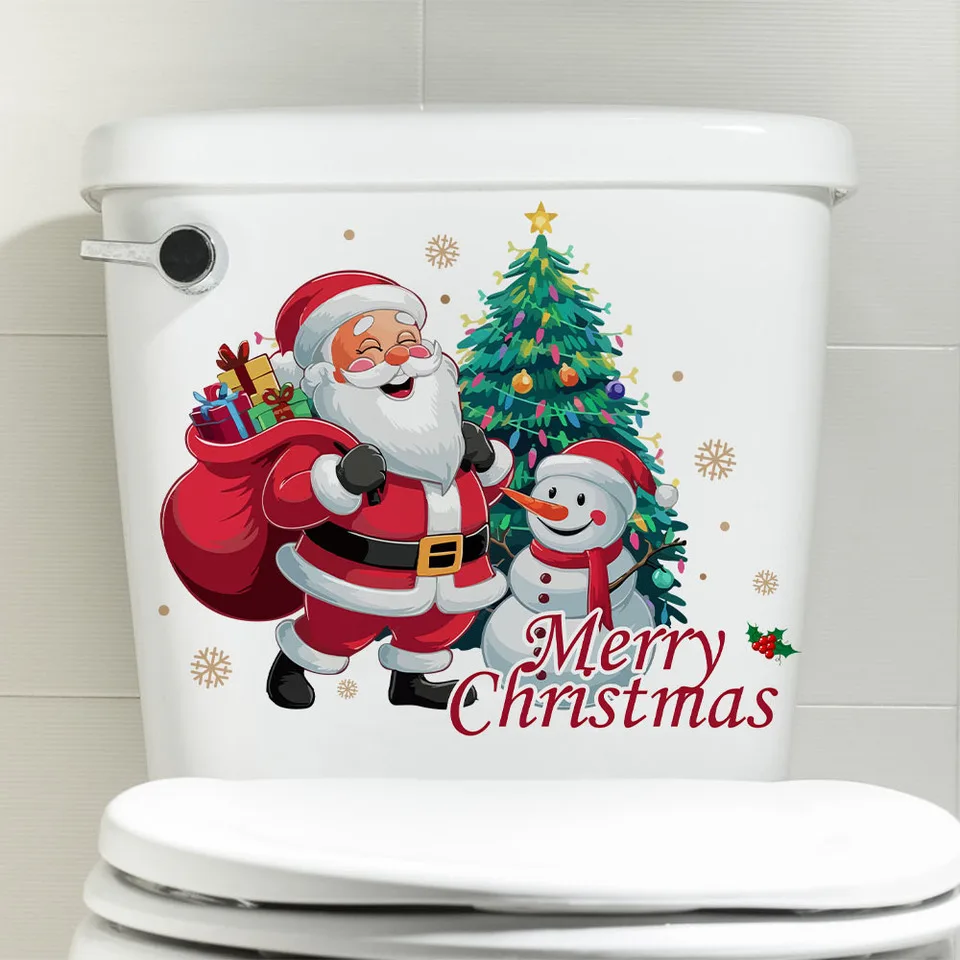 New Creative Gift Delivery Santa Claus Christmas Festival Stickers Room Living Room Bathroom Bedroom Toilet Wall Ceramic Tile Be
