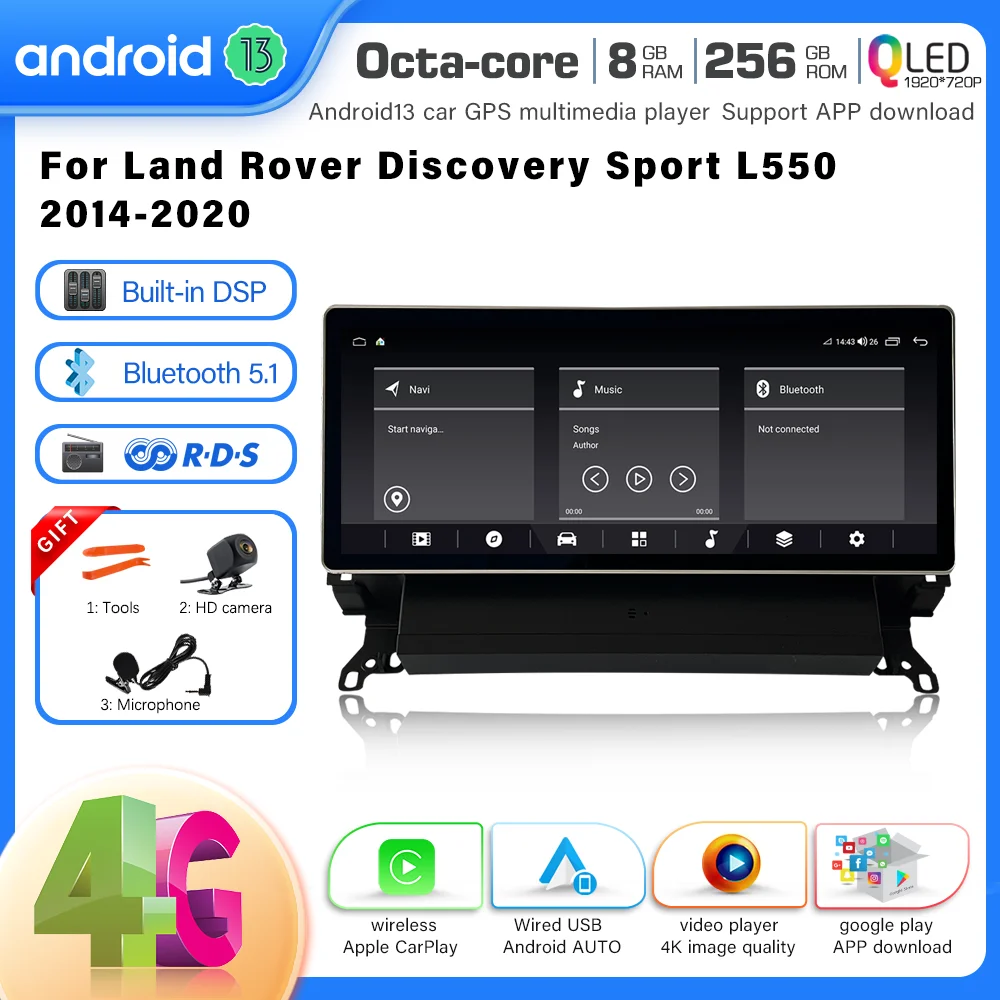 

Android 13 For Land Rover Discovery Sport L550 2014-2020 Car Multimedia Player GPS Radio CarPlay 5G Navigation 8+256GB+360 lens