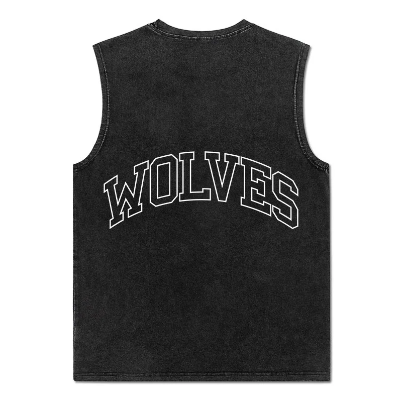 Wolves Sport Running Vest Men Muscle Sleeveless T Shirt Bodybuilding Tank Top Gym Fitness Workout T-shirt Sport Vest Undershirt