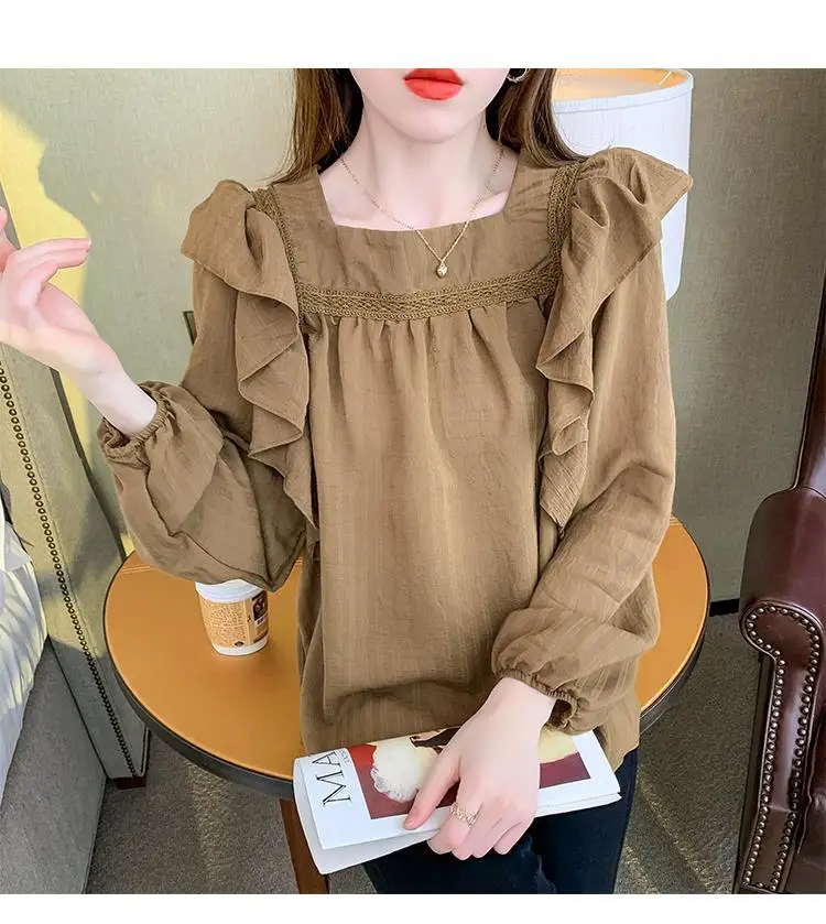 Korean Long Sleeved Chiffon Shirt Women\'s Spring Autumn Clothing New Fashion Top Western-style European Style Small Shirt