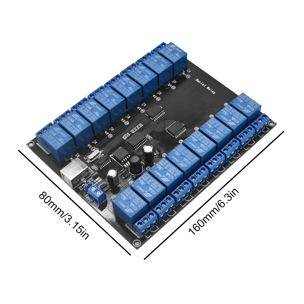 لوحة ذكية لوحدة التتابع التسلسلي ، مزود طاقة USB ، مفتاح تطوير USB ، 10A توسيع V ، DC 7V-38V ، 16 قناة ، 16 CH