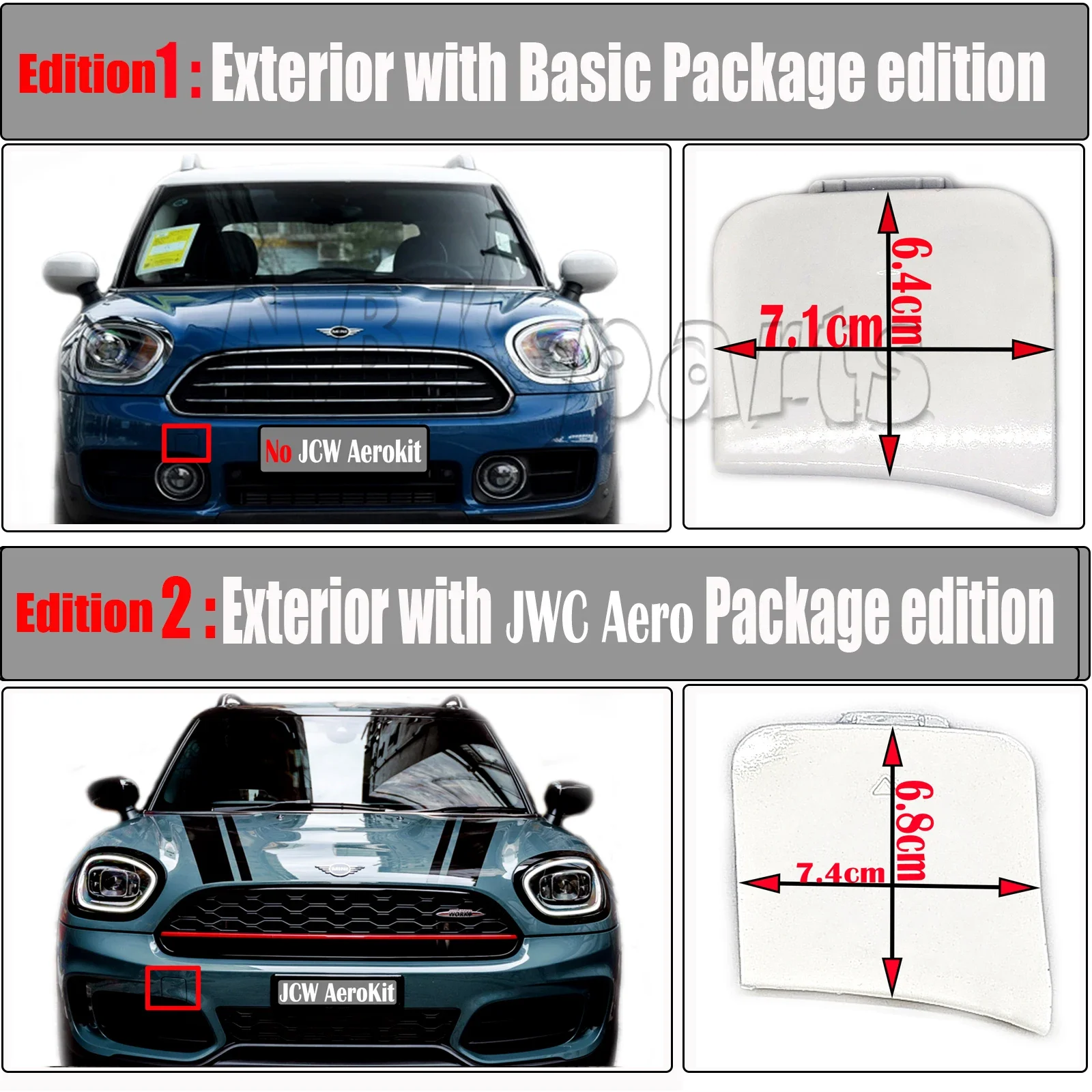 Front Tow Cover Fit 17-21 MINI Countryman F60 Base Cooper D S SD SE ALL4 One 1.5T 2.01T JCW SUV Hook Eye bumper Towing Cap