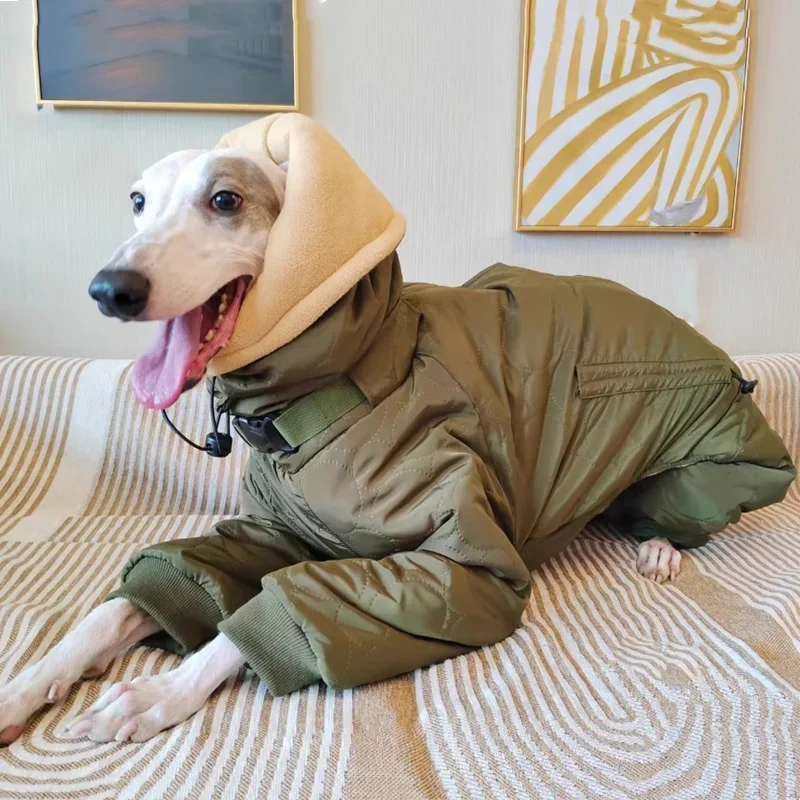 Water-repellent Ultra-thick 4-leg Cotton-padded Small-large Dog Coat Doberman Whibit Italian Greyhound Clothes Dogs Accessories