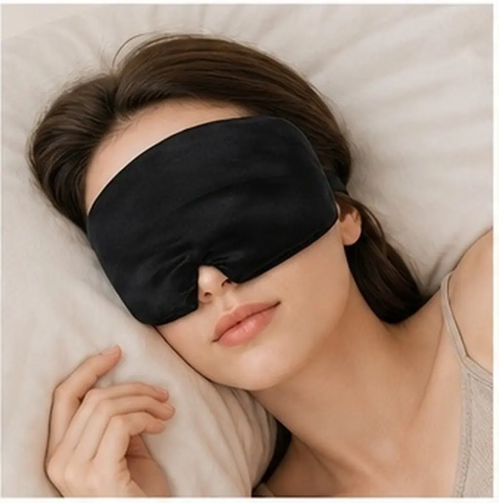 2Pcs Cooling Faux Silk Sleep Mask Extended Full Coverage Eye Shade Blackout for Travel Relaxation Flights Sleep Mask