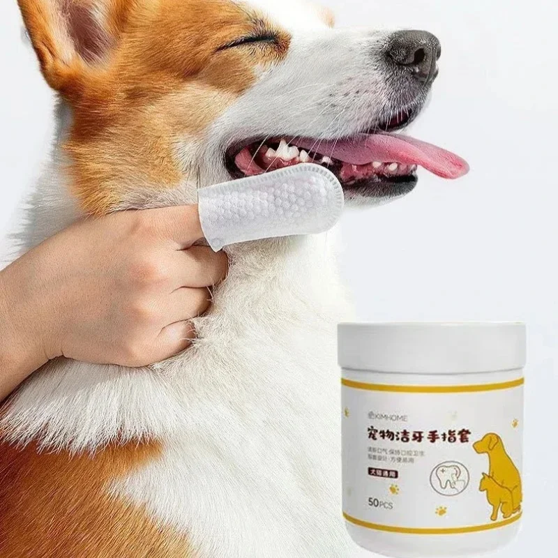 Toallitas de limpieza desechables para mascotas, toallitas para limpieza de dientes de perro, toallitas para dedos, toallitas de belleza para orejas y ojos de gato, productos de higiene y belleza para gatos, 50 Uds.