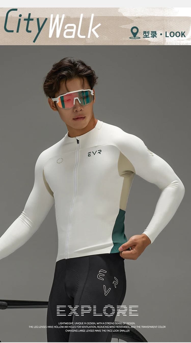 EVR Herren Winter Fleece Fahrradtrikot, Thermo-Langarm-Fahrradoberteil, winddichte, atmungsaktive Rennradjacke – Detail 14
