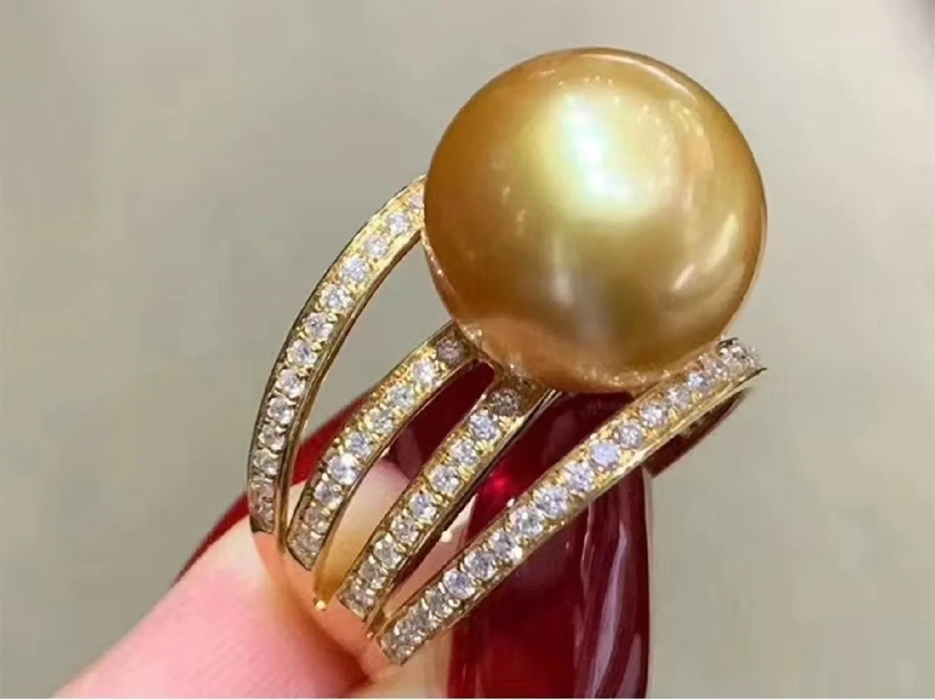 

Gorgeous AAAA++++ REAL NATURE 8-9mm 9-10mm 10-11mm 11-12mm 12-13mm south sea Round Pearl ring