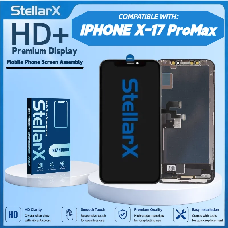 StellarX for iPhone Standard Series HD+ Screen Replacement for IP X XSMAX XR 11 12 13 14 15 16 Display Repair Part With Free Too