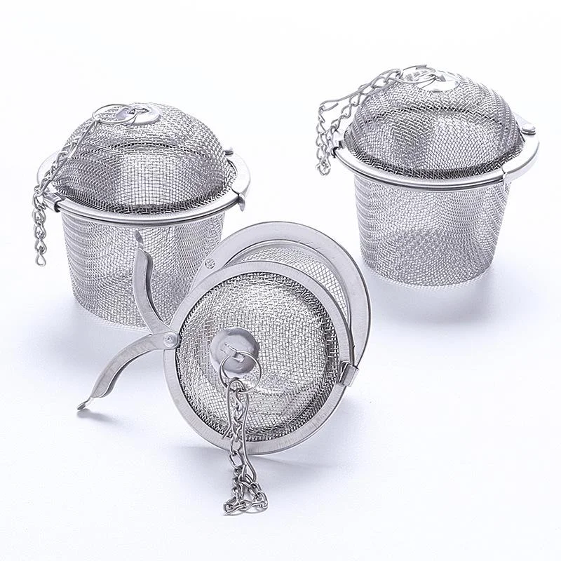 Tea Spice Strainer Seasoning Ball Mesh Herbal Ball Stainless Steel Teakettle Locking Tea Filter