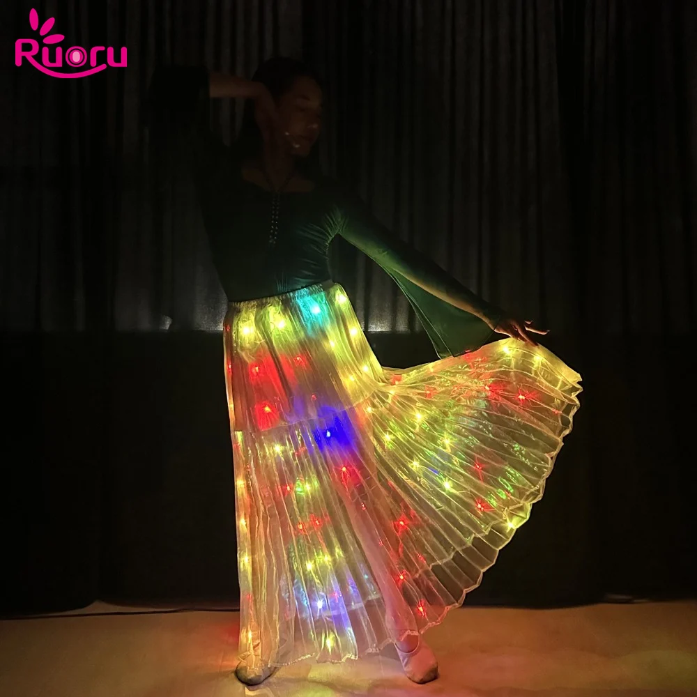 

Ruoru Led Skirt Women Belly Dancing Light Up Skirt Long Tutu for Girls Rave Accessories Glow Carnival Stage Performance Props