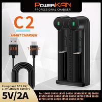 PowerKAN C2 battery charger, suitable for 2 3.7V lithium battery portable charger, powerbank compatible wit18650/26650/21700...