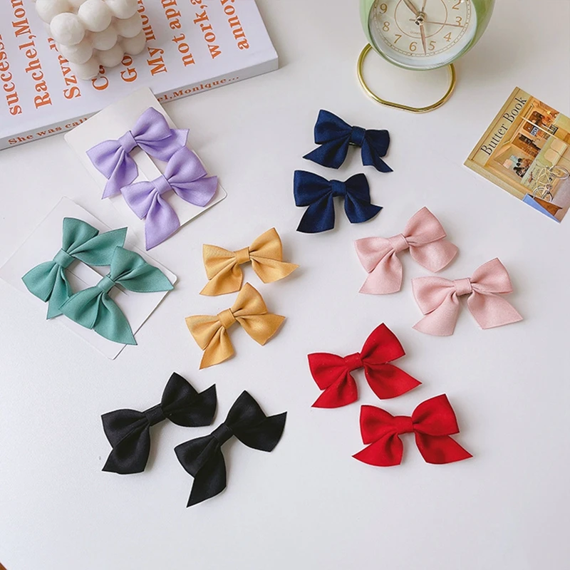 

2pcs/set Children's Hair Accessories Kids Headwear Bow Headwear Solid Color Sweet Hairpin Cute Princess Hairpin Birthday Gift