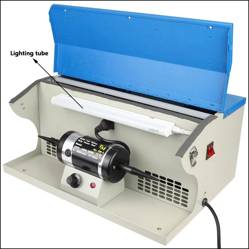 Compact Desktop Variable-Speed Polishing Machine Dual-Head Polishing Wheel Machine with Dust Collection for Gold, Silver