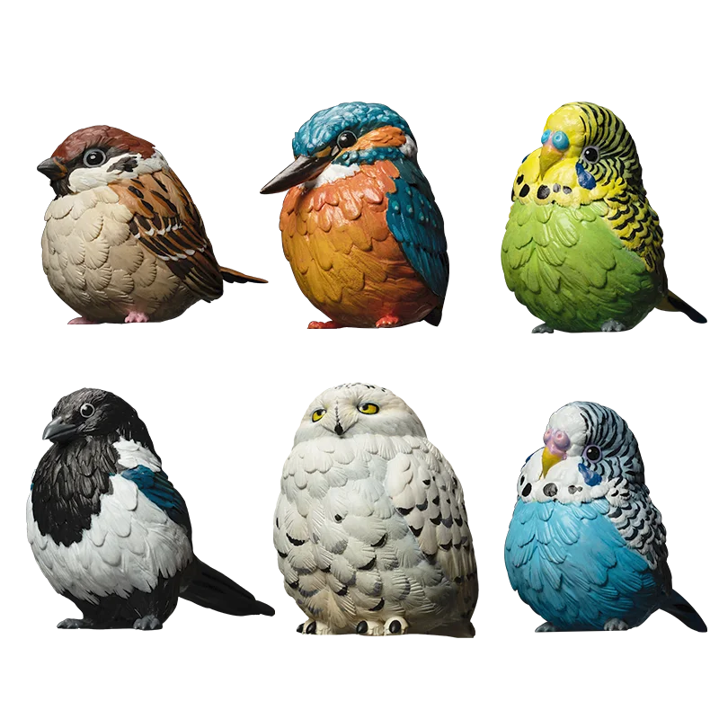 

Original Animal Planet Cute Kawaii Parrot Birds Sparrow Snowy Owl Alcedo Atthis Anime Decor Aciton Figure Models Toys Gift