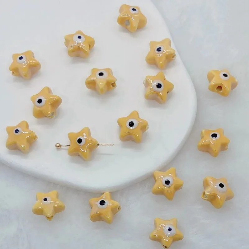 عين الشر ستار الخرز 5 قطع لوازم صنع المجوهرات السيراميك، الخرز الأزياء البوهيمي لقلادة سوار DIY، هدية حرفية غير سامة #5