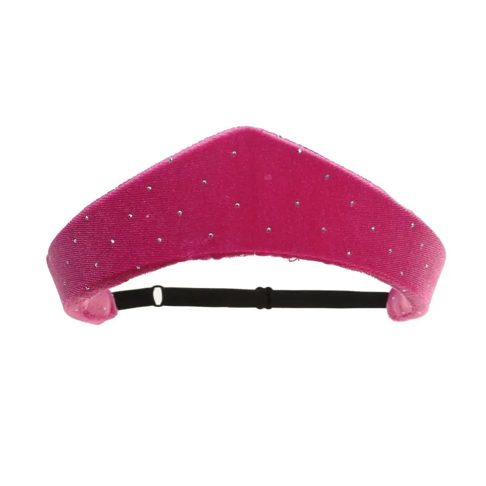 Elegant Rhinestone Velvet Crown Headband Triangle British Sponge Hairband European American Style Wide Edge