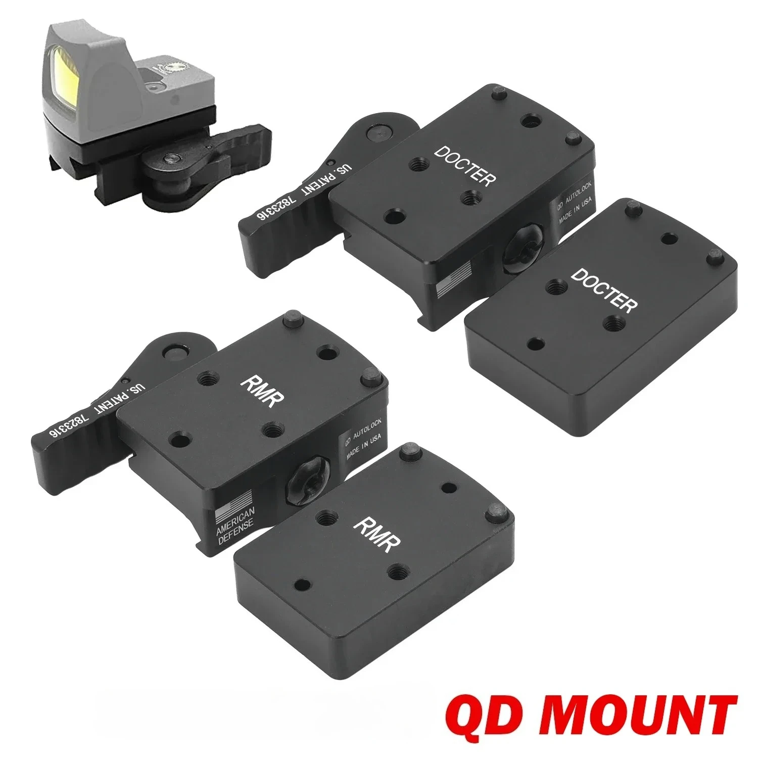 Doc R @ R نقطة حمراء صغيرة نطاق الناهض جبل مع QD قفل تلقائي 20 مللي متر السكك الحديدية مسدس لعبة الملحقات