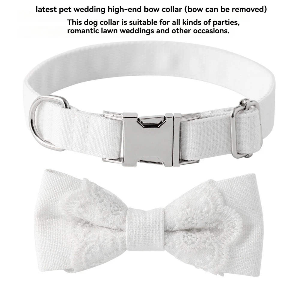 

White lace party wedding accessories pet collar dog collar dog bandana with bow tie