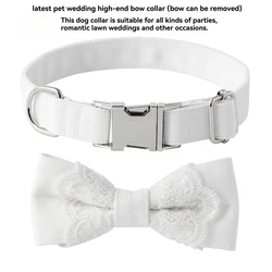 White lace party wedding accessories pet collar dog collar dog bandana with bow tie