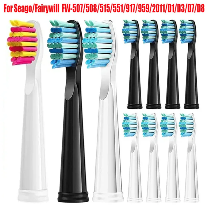 

Сменные насадки для электрических зубных щеток Seago и Fairywill FW-507/508/515, сменные насадки с щетиной Dupont для чистки зубов
