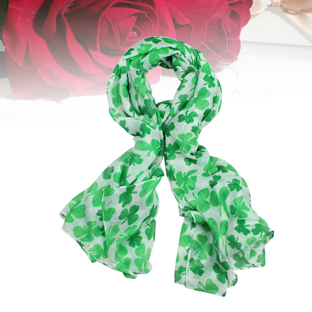

New Fashion Women Ladies Four Leaf Clover Pattern Scarf Elegant Scarves Warm Wrap Shawl Elegant Bandana Christmas Gift