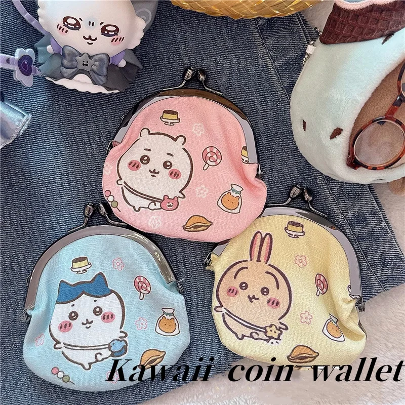 Kawaii تشيكاوا جيكاوا الذهب الكرتون لطيف قليلا ثمانية عملة المحفظة الولايات المتحدة الأمريكية أحمر الشفاه تخزين حقيبة مستحضرات تجميل أنيمي هدية عيد ميلاد