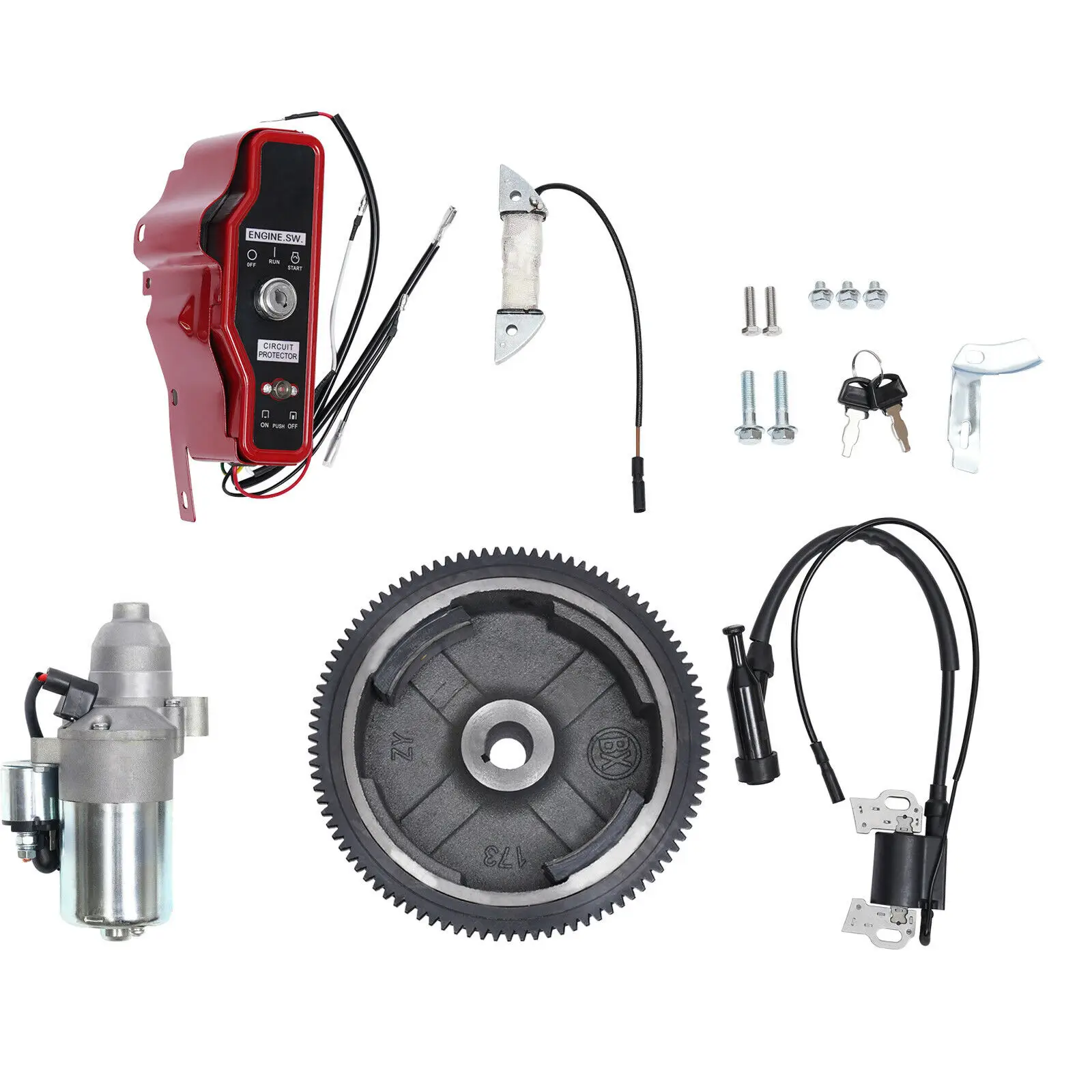 

Electric Start Kit Starter Motor Flywheel Switch For Honda GX240 8HP/GX270 9HP Car Accessory