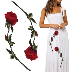 2/10/20Pcs Rose Flower Applique Embroidered Iron-on Patches For Clothes Dress Fashion DIY Decoration Sewing Clothing Accessories