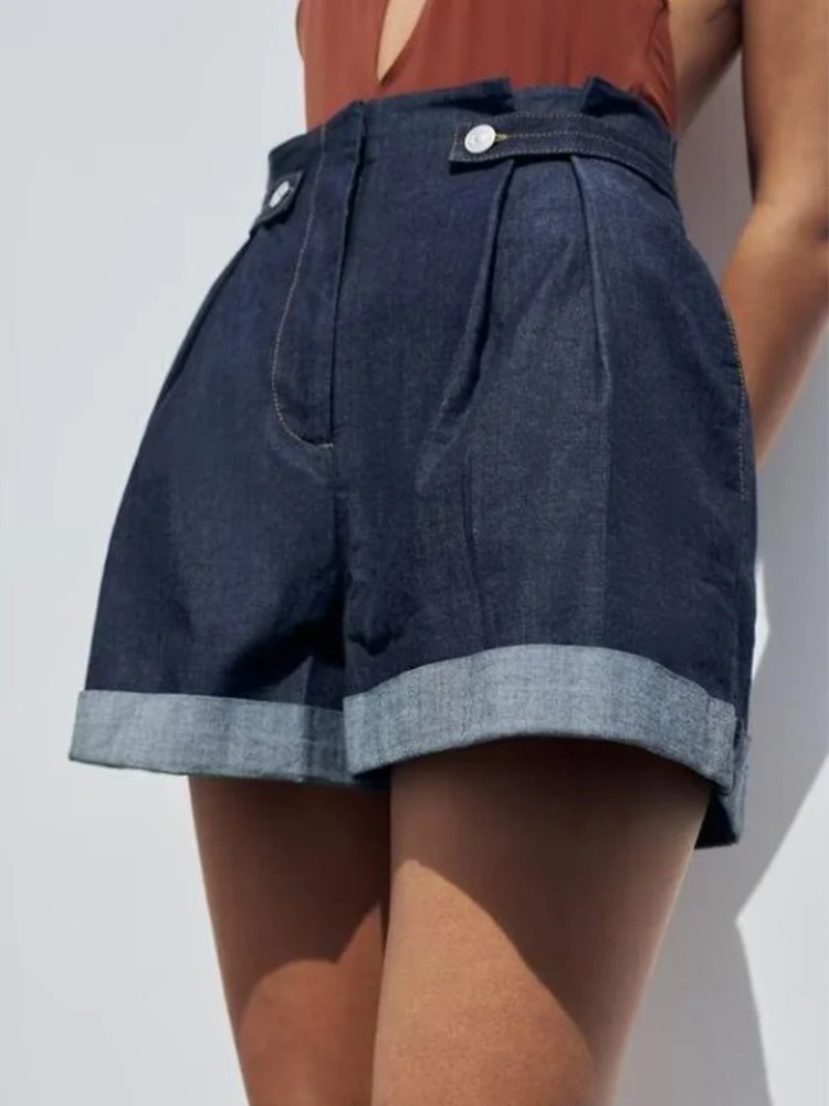 

Women Summer Denim Shorts 2024 Casual Solid High Waist Loose Buttons Loose Female ELegant Street Shorts Clothing