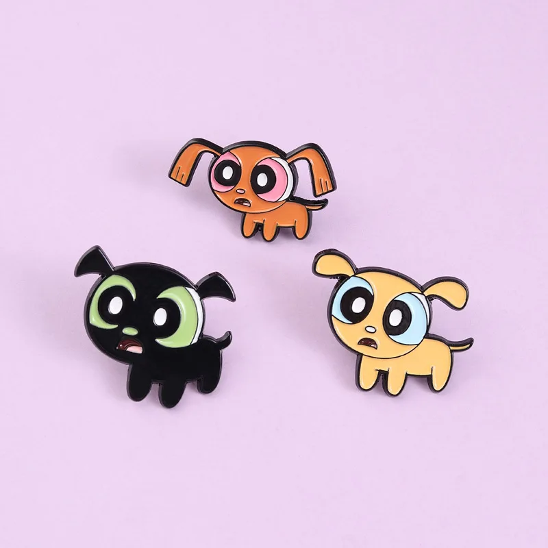 3 Stück Cartoon-Hund Metall-Abzeichen Emaille-Pin Anime-Merchandise Schmuck-Abzeichen Trendige Vielseitige Kleidungs- und Taschenbrosche