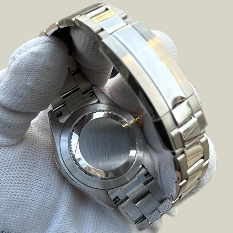 ل NH35 ساعة ميكانيكية سجل الكلب الأسنان الدائري تعديل المحار الأبدي سلسلة نموذج 316L الفولاذ المقاوم للصدأ الياقوت الزجاج #5