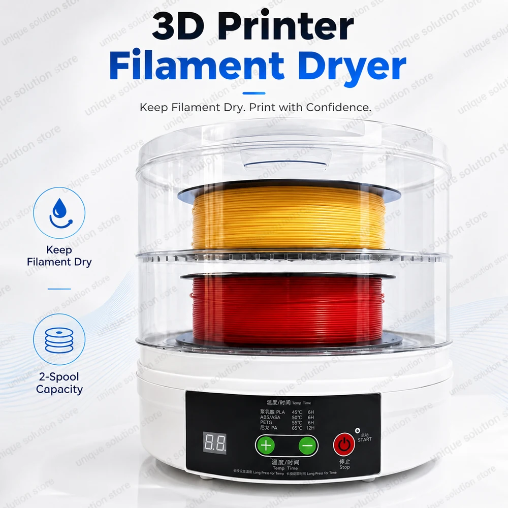 Tools Vape - 3D-Drucker Filament-Trocknerbox 2-Spulen Filament-Trocknungs- und Aufbewahrungsbox