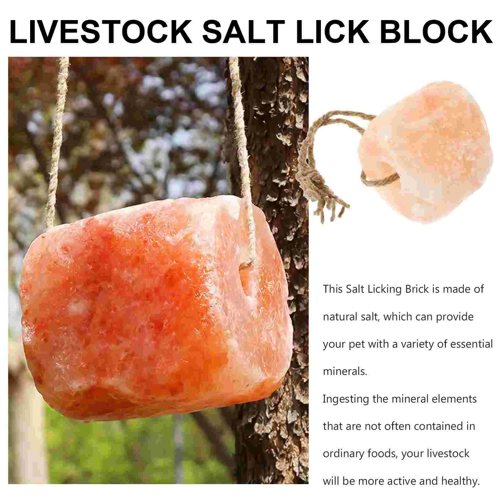 Food Animal Lick Salt Block Pet Licking Chew Treat Supplies for Cows Hanging Pendant