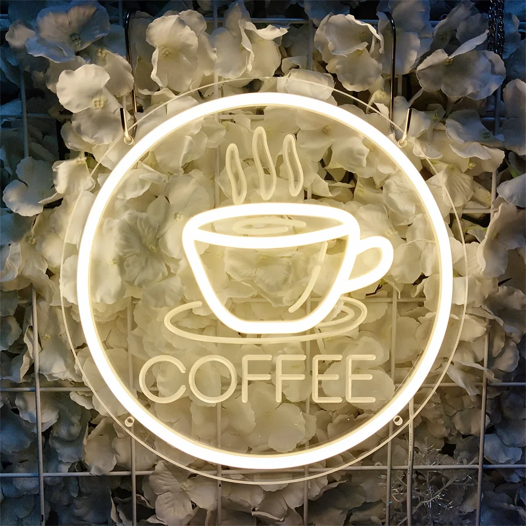 Coffee Cup Neon Sign 3D Carved USB Powered Wall Hanging Art Lamp for Coffee Shop Bar Restaurant Home Decor LED Neon Light Sign